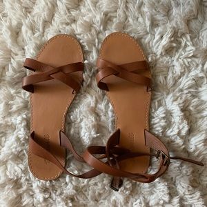 MADEWELL BOARDWALK ANKLE STRAP LEATHER SANDAL